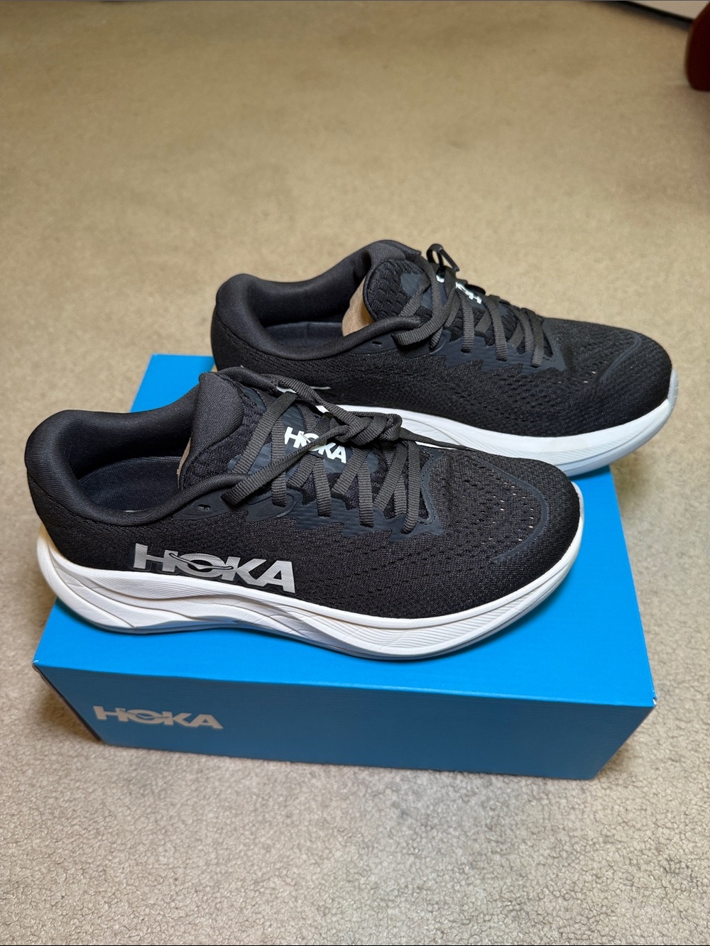 Hoka Rincon 4 Black and White Performance Running Shoes